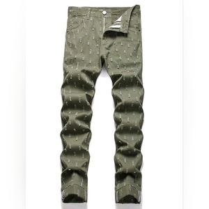 Stylish Olive Green Patterned Pants